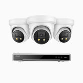 H800X - 4K 8 Kanal PoE Überwachungskamera-Set mit 3 Kameras, 1/1.8'' BSI Sensor, f/1.6 Aperture (0.003 Lux), alarmierung mit sirene und blitzlicht, 2CH 4K-Dekodierungsfunktion, personen- und fahrzeugerkennung, perimeterschutz